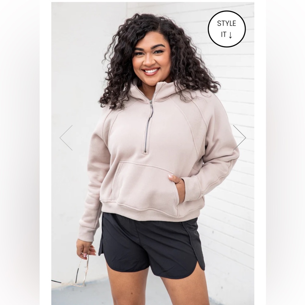 NWOT Pink Lily Beige Quarter Zip Pullover - Picture 2 of 6